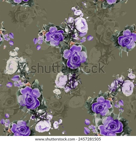Beautiful Flower Pattern, Floral Seamless Digital Design,Watercolor Textile Allover Abstract Design and background