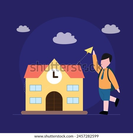 Welcome back to school concept, Kids Going to School, Detailed back to school vertical poster template, Flat background for back to school season