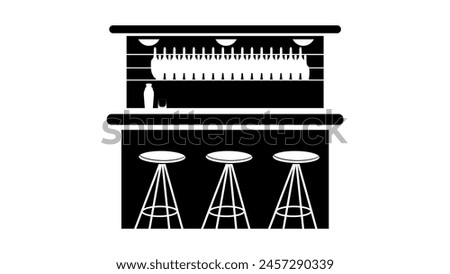 bar counter emblem , black isolated silhouette Royalty-Free Stock Photo #2457290339