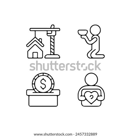 homeless icons. Thin linear style icons Pack. Vector Illustration