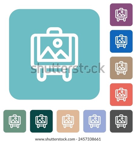 Painting art board outline white flat icons on color rounded square backgrounds Royalty-Free Stock Photo #2457338661