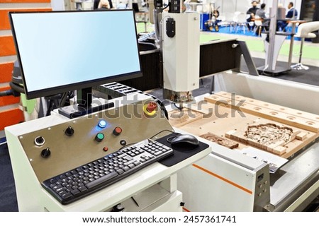 Monitor control panel CNC milling and engraving machine industrial on exhibition