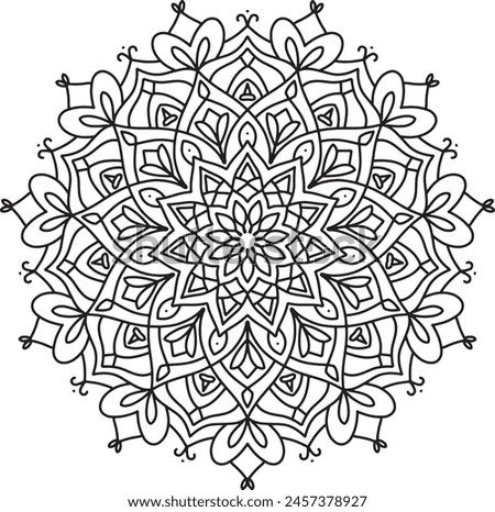 unique floral style mandala by hand draw coloring page for adult. meditation, relaxation outline. floral mandala for books and kdp