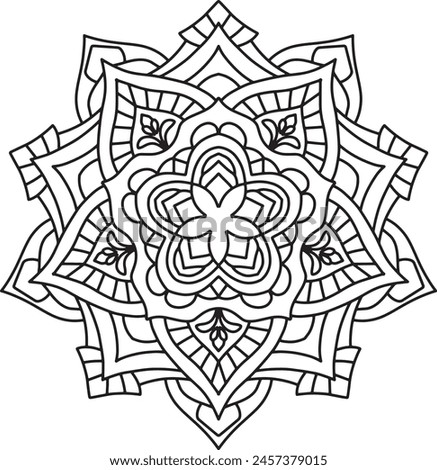 unique floral style mandala by hand draw coloring page for adult. meditation, relaxation outline. floral mandala for books and kdp