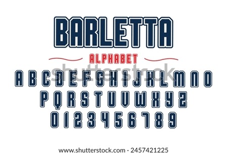 Editable typeface vector. Barletta sport font in american style for football, baseball or basketball logos and t-shirt.	