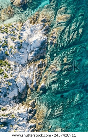 Aerial view of rocky shore
