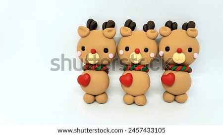 Christmas clay doll reindeer.  Handicrafts for any decoration.