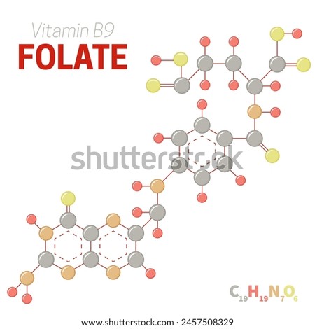 Folate or Vitamin B9 Molecule Structure Formula Illustration Royalty-Free Stock Photo #2457508329