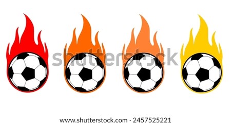 football or soccer object with fire clip art in various style colour vector