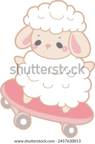 Cute sheep hand drawn emotes icon. Baby sheep illustration activites. Funny sheep clip art elements.