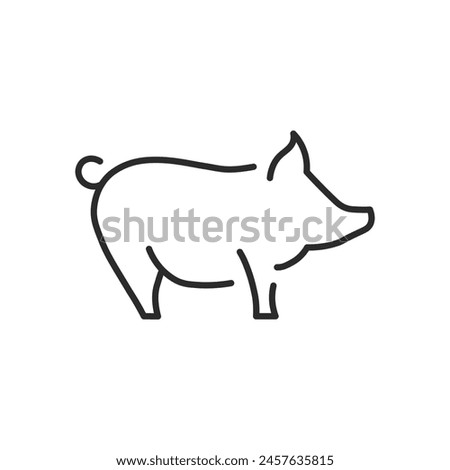 Pig icon. A stylized silhouette of a pig, commonly associated with farm life and meat production. This icon is widely used to represent agriculture, butchery, and rural economies. Vector illustration Royalty-Free Stock Photo #2457635815