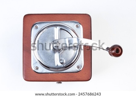 Coffee grinder isolated on a white background. Top view