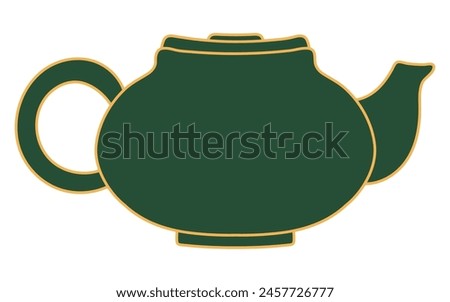 Teapot, kettle line art hand drawn illustration. Dragon Boat Festival, Mid Autumn Festival, traditional holiday clip art, card, banner, poster element. Asian style design, isolated vector.