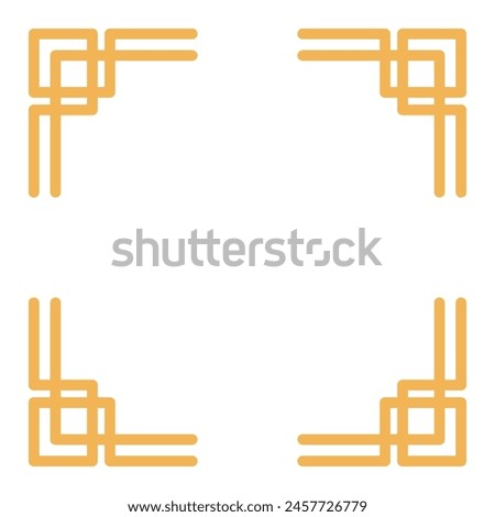 Traditional Asian geometric square frame, corner elements line art illustration. Dragon Boat Festival, Mid Autumn Festival, Lunar New Year holiday clip art, banner element. Isolated vector design.