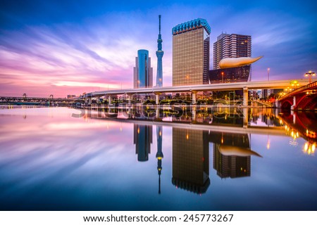 Tokyo, Japan skyline on the Sumida River. Royalty-Free Stock Photo #245773267