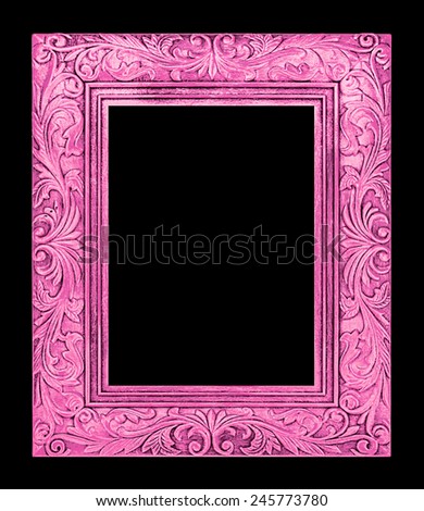 antique pink frame isolated on black background, clipping path