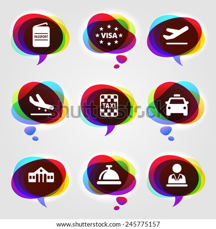 Vacation and Water Sports on Multi Color Speech Bubbles