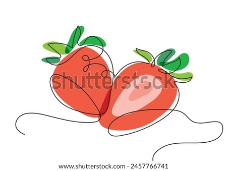 Two strawberries in minimalism in one line clip art in vector