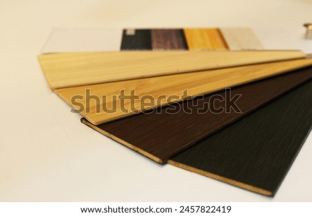 Wooden blinds colors swatches sample.