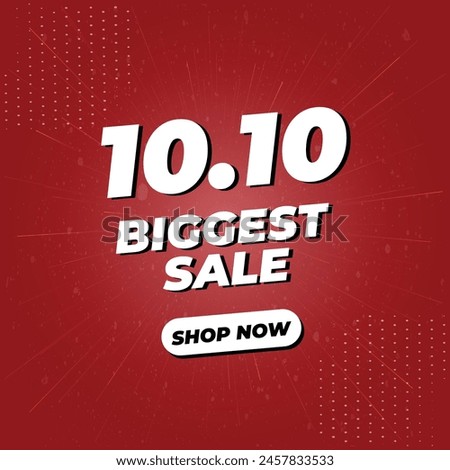 10.10 Biggest Sale 3D Text Vector Poster or Banner Design With Effects on Background. Social Media Post Template in Gradient Red Theme. Special Sale Offer, Campaign or Promotion Banner. Shop Now Here.