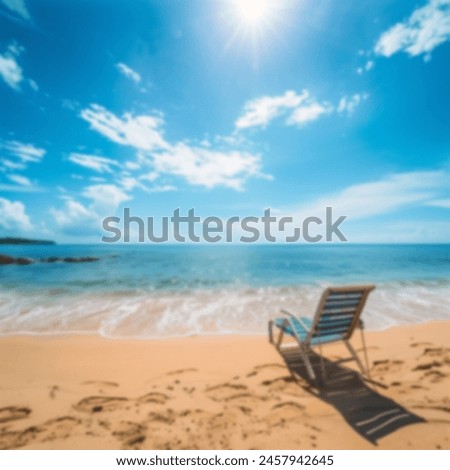 Blurred tropical beach and sea with chair on blue sky