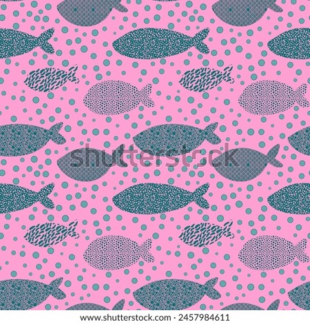 Cartoon sea animals seamless fish pattern for wrapping paper and fabrics and linens and kids clothes and summer print and party accessories and fashion textiles 