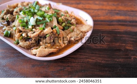 Larb in a dish on the dining table in Thailand
