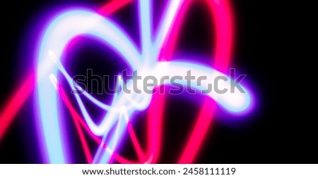 Photo picture abstract electric line neon purple colorful gradient black background. 
Concept three color red light trail slow shutter speed.