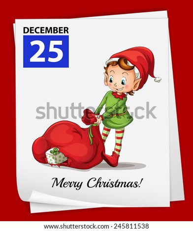 Illustration of a calendar on christmas day