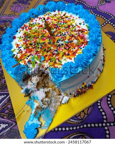 selective focus picture of half eaten vanilla cake 