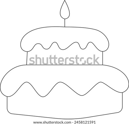 Continuous line drawing of wedding cake with two Swans . Single one line art piece of sweet food dessert