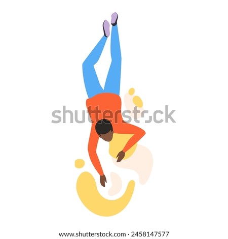 Man flying and falling down, creative fantasy flight of person vector illustration