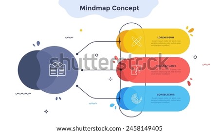 Connection of company departments circular mindmap infographic design template. Business strategy effectivity elements visualization. Informative chart with 3 steps. Data presentation material Royalty-Free Stock Photo #2458149405
