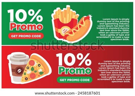 voucher, 10 OFF, fast food discount, red and green background, coupon and ticket, guarantee now