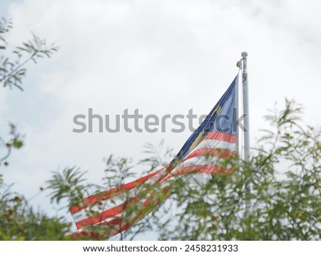 a flag in a selective focus 