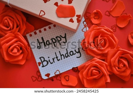 red romantic happy birthday card 