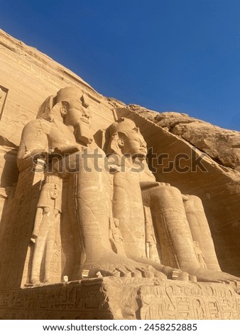 Temple of Abu Simbel, Pharaoh Ramses II, temple of Ramses II, Aswan, Egypt, pharaoh, Pharaohs, Archaeology, necropolis, Egyptology, Lake Nasser, Aswan, World Heritage, UNESCO, Nubian Monuments Royalty-Free Stock Photo #2458252885