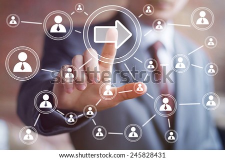 Business button arrow sign connection web communication