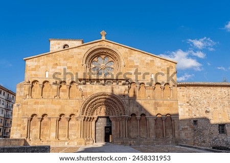 Main facade of the church of Santo Domingo in Soria, Spain.