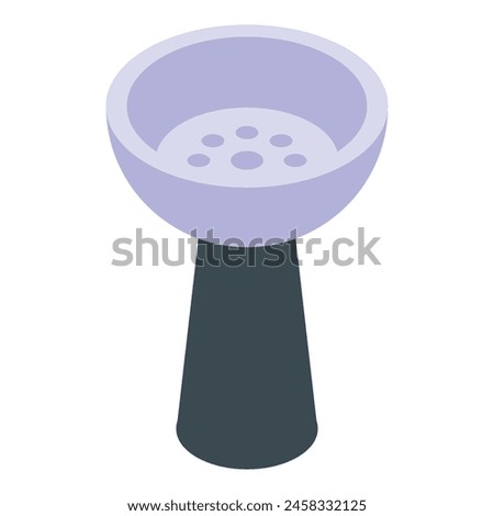 Plastic hookah bowl icon isometric vector. Fire accessories. Cafe fog tool