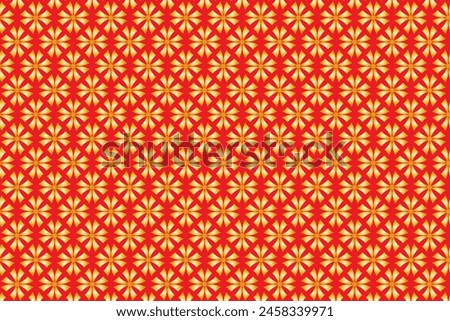 Illustration pattern, Abstract Geometric Style. Repeating of abstract gold flower on red background.