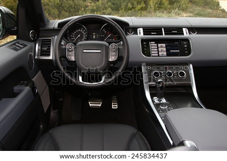 car interior dashboard Royalty-Free Stock Photo #245834437