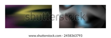 Dark gradient. Multi-colored smoke effect. Northern lights. Unusual abstract background. Wallpaper or cover. Set of two backgrounds.