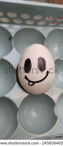 An egg with a funny face showing emotion