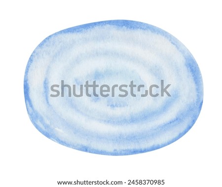 Watercolor illustration. Hand painted blue and white water with circles. Sea, ocean, lake, puddle. Blue abstract background. Isolated water clip art element