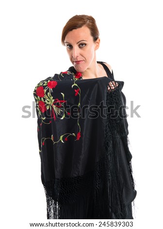Flamenco woman over white background