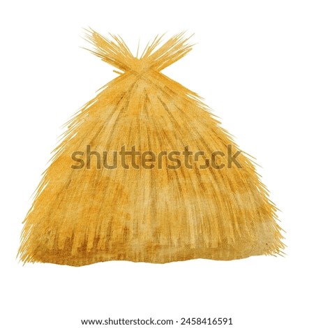 Haystack or straw illustration watercolor. Clip art hand drawing isolated on white background of dry ears. Country style. For design cards, booklets, tags for agriculture and boho home design
