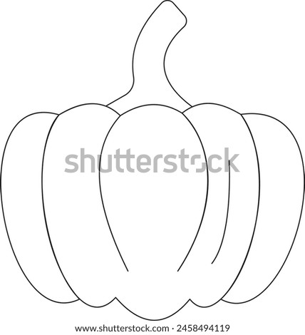 Vector illustration of pumpkin isolated on white background. Organic vegetables and fruits cartoon concepts. Education and school kids coloring page, printable, activity, worksheet, flashcard