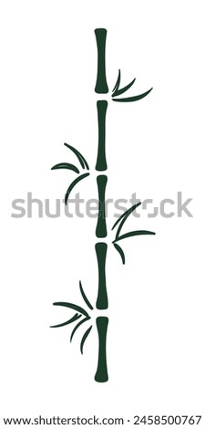 Dragon Boat Festival bamboo tree silhouette hand drawn illustration. Lunar New Year traditional holiday clip art, card, banner, poster element. Asian style design, isolated vector.