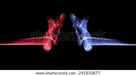 Blue smoke vs red smoke abstract